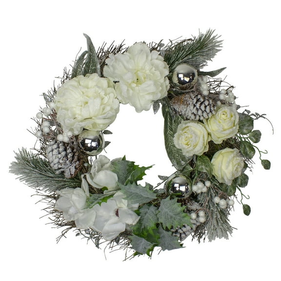 Northlight Floral Flocked Pine Artificial Grapevine Christmas Wreath - 24" - Unlit