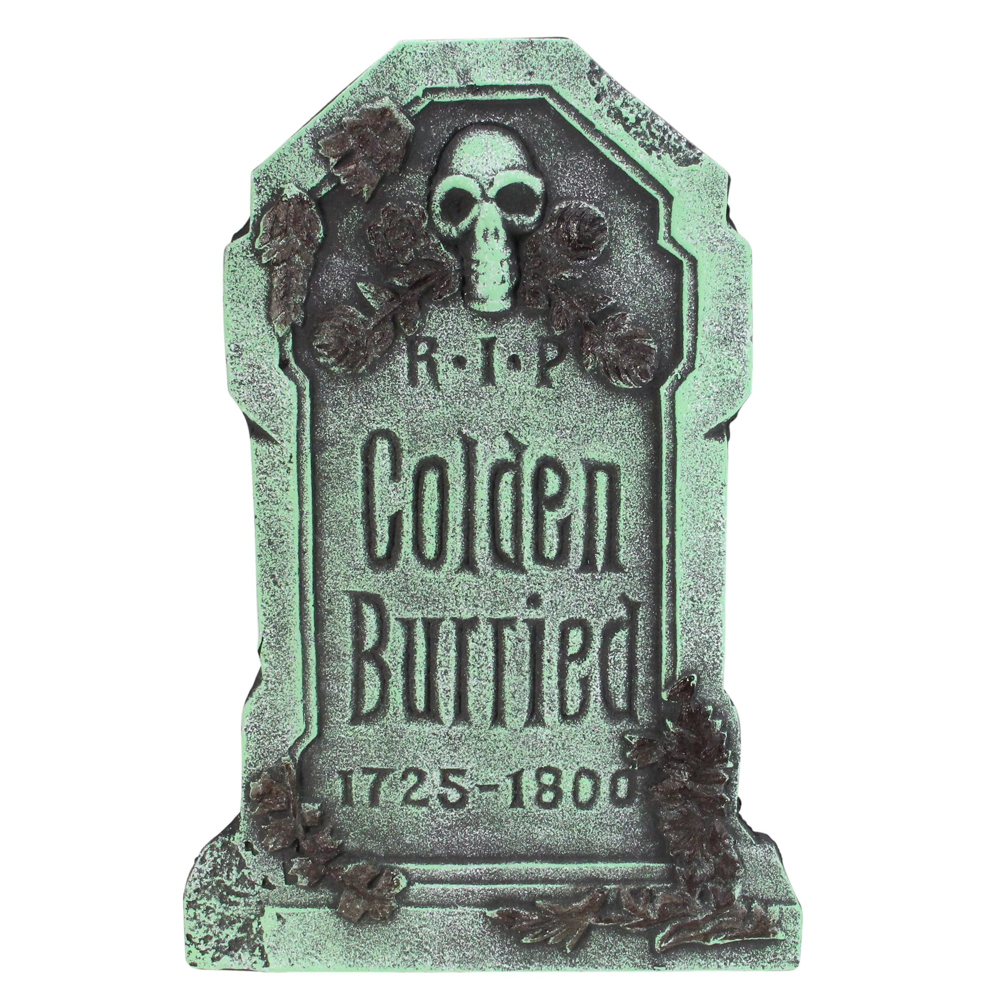 Northlight Floral and Skull "RIP Colden Burried" Halloween Tombstone Yard Decoration - 28.5"