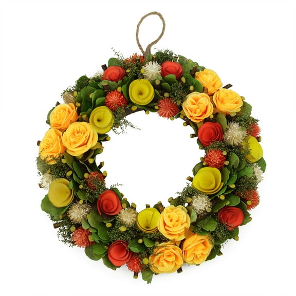 Northlight Flowers with Moss and Twig Artificial Wreath