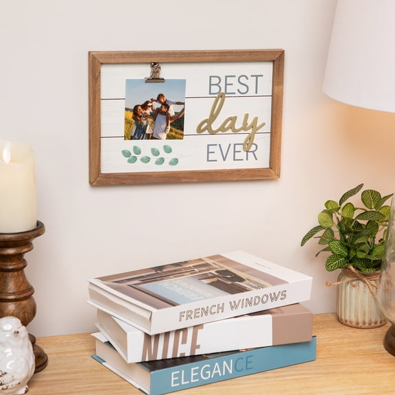 Northlight Framed Foliage "Best Day Ever" with Photo Clip Wall Art - 11.75"