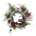 thumbnail image 1 of Northlight Frosted Bells, Berries and Pinecones Artificial Christmas Wreath, 24-Inch, Unlit, 1 of 2