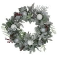 thumbnail image 1 of Northlight Frosted Cedar and Berries Artificial Christmas Wreath - 24-Inch, Unlit, 1 of 3