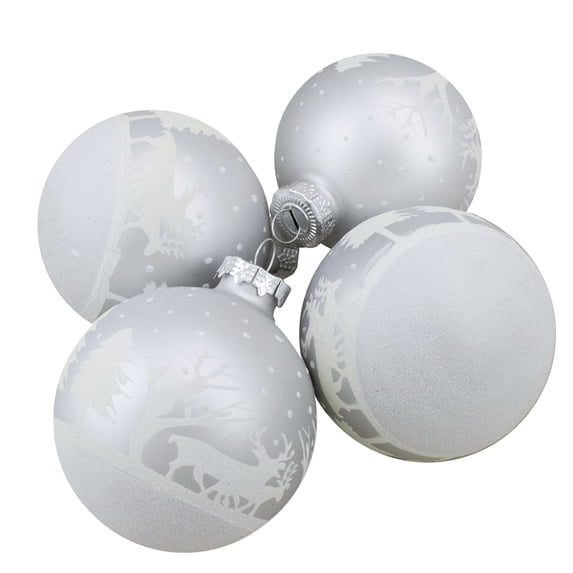 Northlight Frosted Glass Hanging Off-White Glass Christmas Ball Ornaments, 4 Count (3.25")