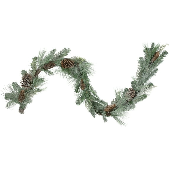 Northlight Frosted Mixed Pine and Pine Cones Artificial Christmas Garland - 6' x 9" - Unlit