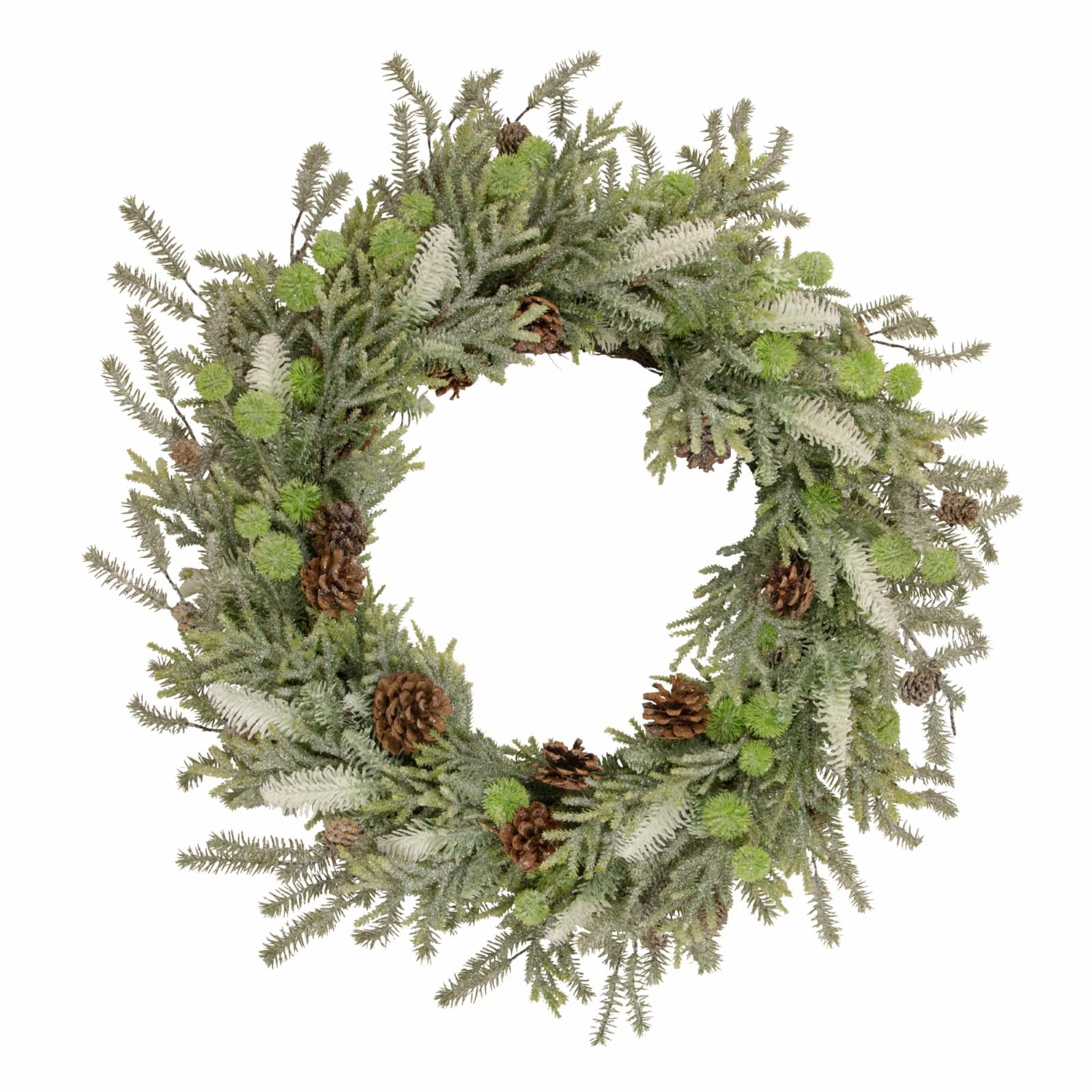 Northlight Frosted Pine and Pinecone Christmas Wreath 30-Inch Unlit