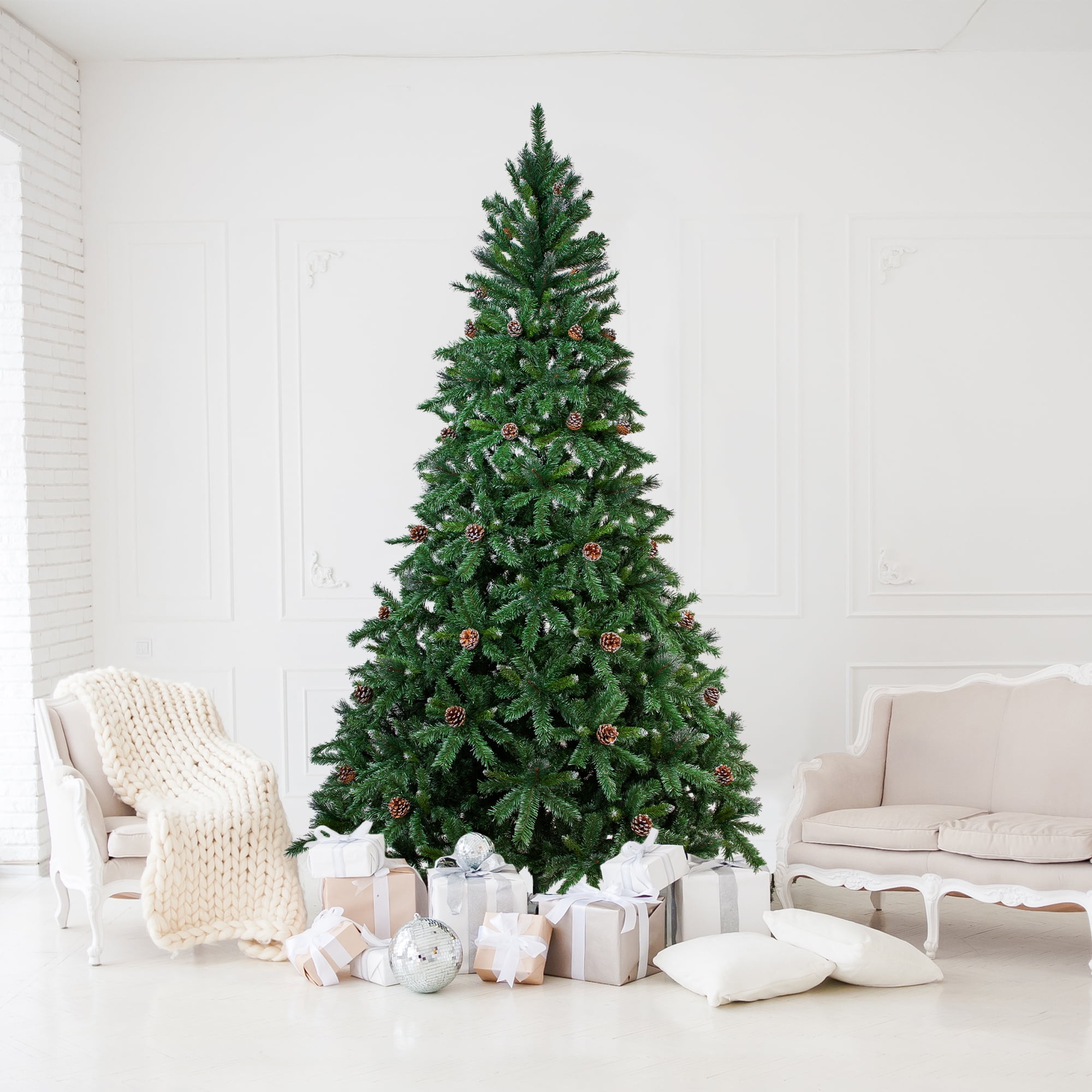 Northlight Full Two-Tone Buckeye Glittered Pine Artificial Christmas Tree - 10' - Unlit