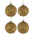 thumbnail image 1 of Northlight Geometric Glittered Mercury Glass Ball Christmas Ornaments - 3" (80mm) - Gold  - 4ct, 1 of 8
