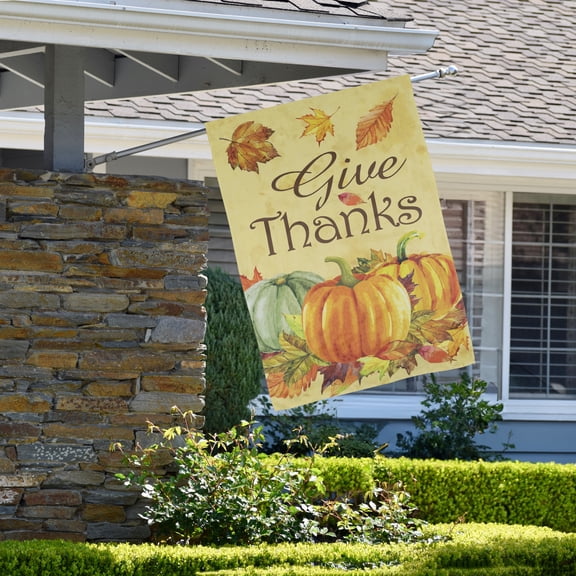 Northlight Give Thanks Pumpkin Fall Harvest Outdoor House Flag - 40" x 28"