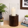 thumbnail image 1 of Northlight Glass Hurricane Pillar Candle Holder with Wooden Base - 15.25", 1 of 7