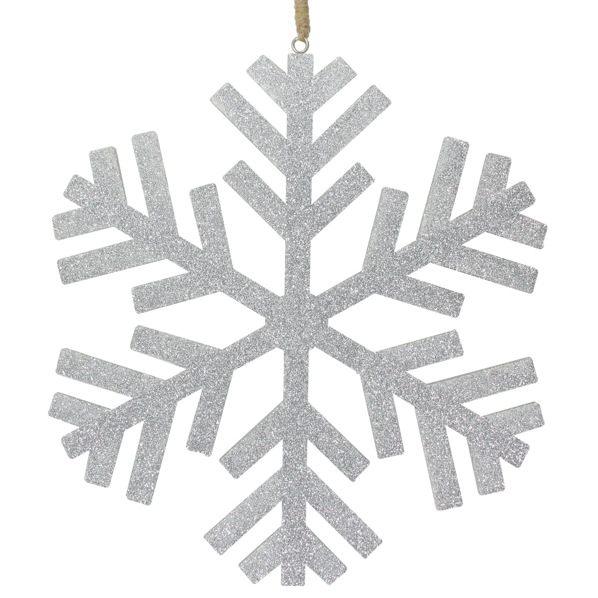 Northlight Glitter Drenched Wooden Snowflake Christmas Ornament - 11.75" - Silver Tone
