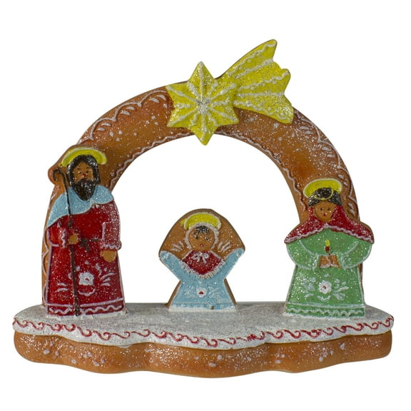 Northlight Glitter Dusted Gingerbread Holy Family Christmas Nativity Decoration - 8"