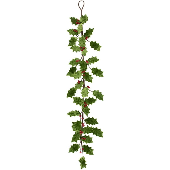 Northlight Glittered Holly with Berry Christmas Garland - 3.5' x 9" - Unlit
