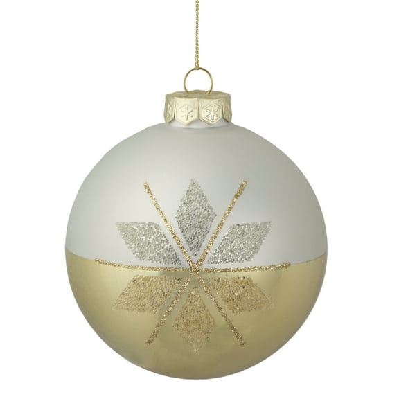 Northlight Glittered Snowflake Glass Christmas Ball Ornament - 4" - Gold