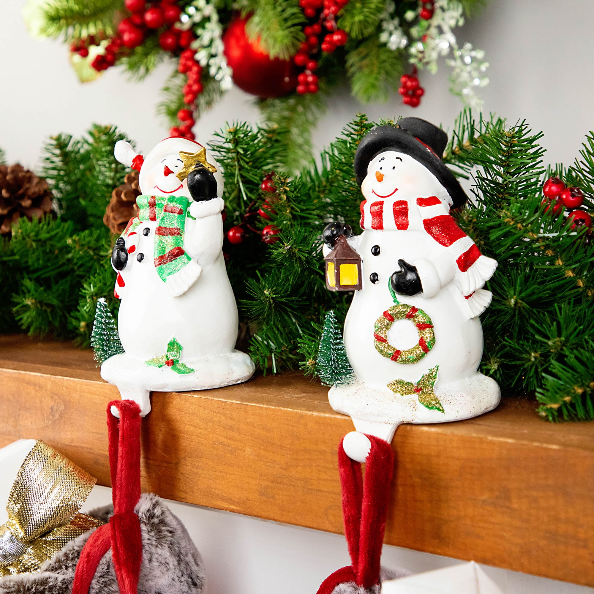 Northlight Glittered Snowman Christmas Stocking Holders - 5.75" - Set of 2
