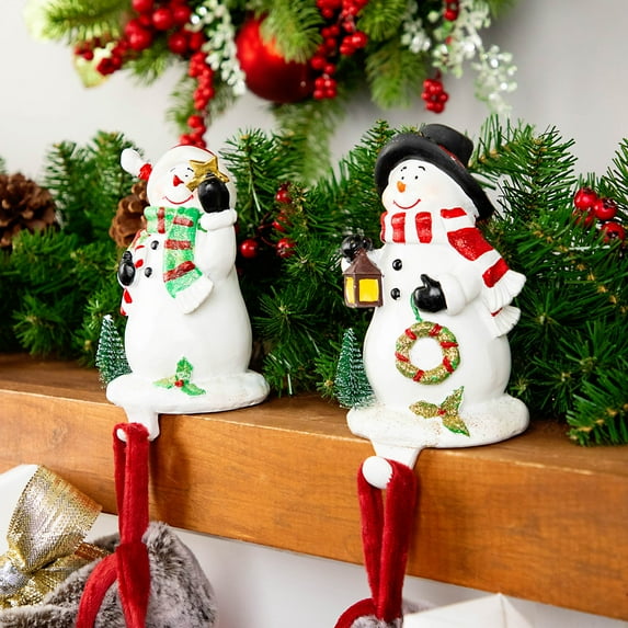Northlight Glittered Snowman Christmas Stocking Holders - 5.75" - Set of 2