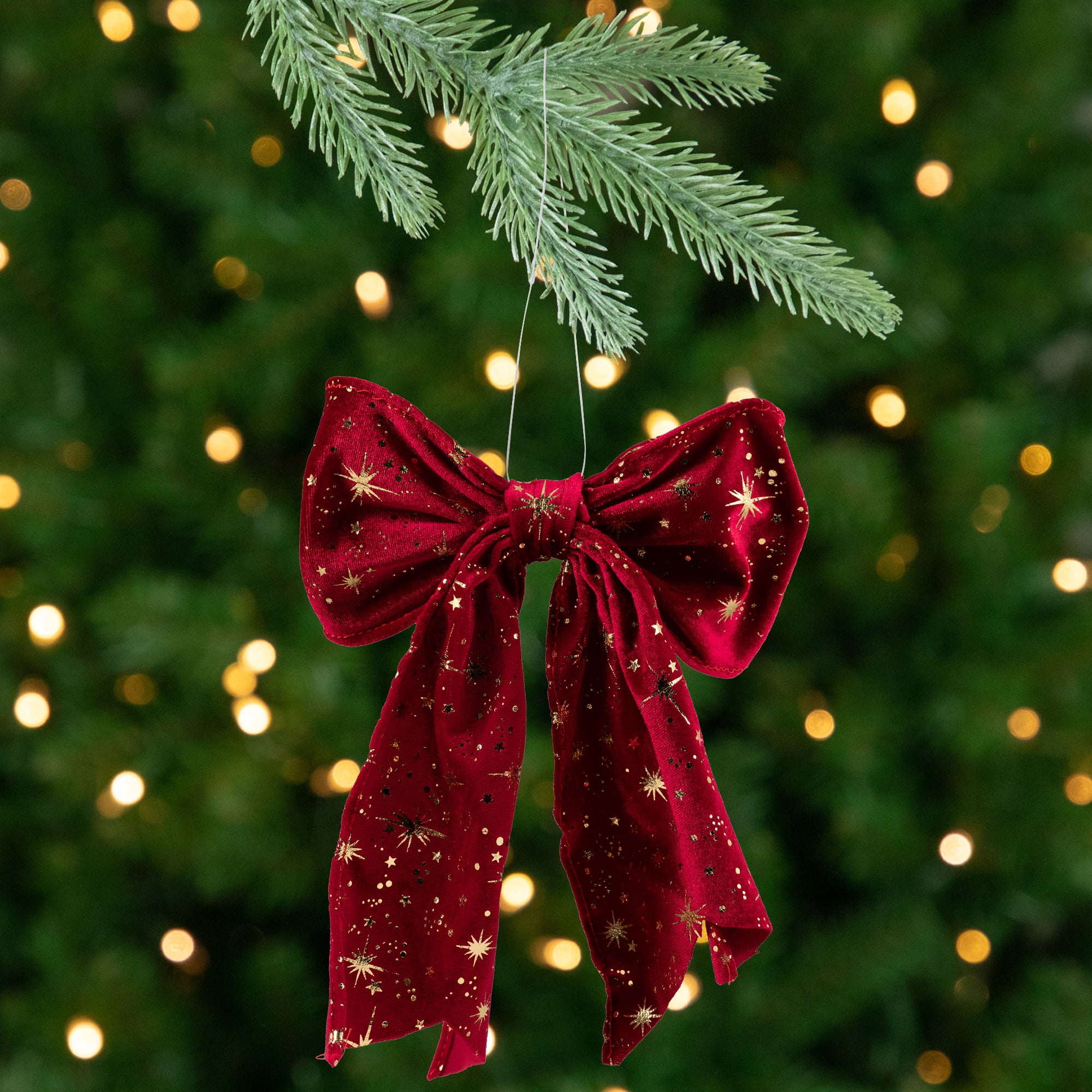 Northlight Glittered Starburst Velveteen Bow Christmas Decoration - 9"