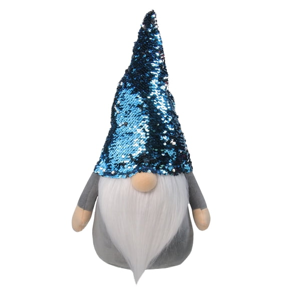 Northlight Gnome with Flip Sequin Hat Christmas Figure - 17" - Blue and Silver