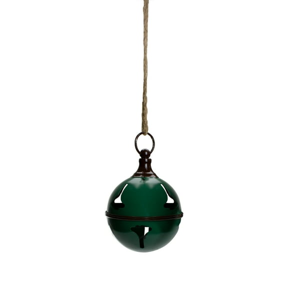 7" Green Metal Jingle Bell Hanging Christmas Decoration