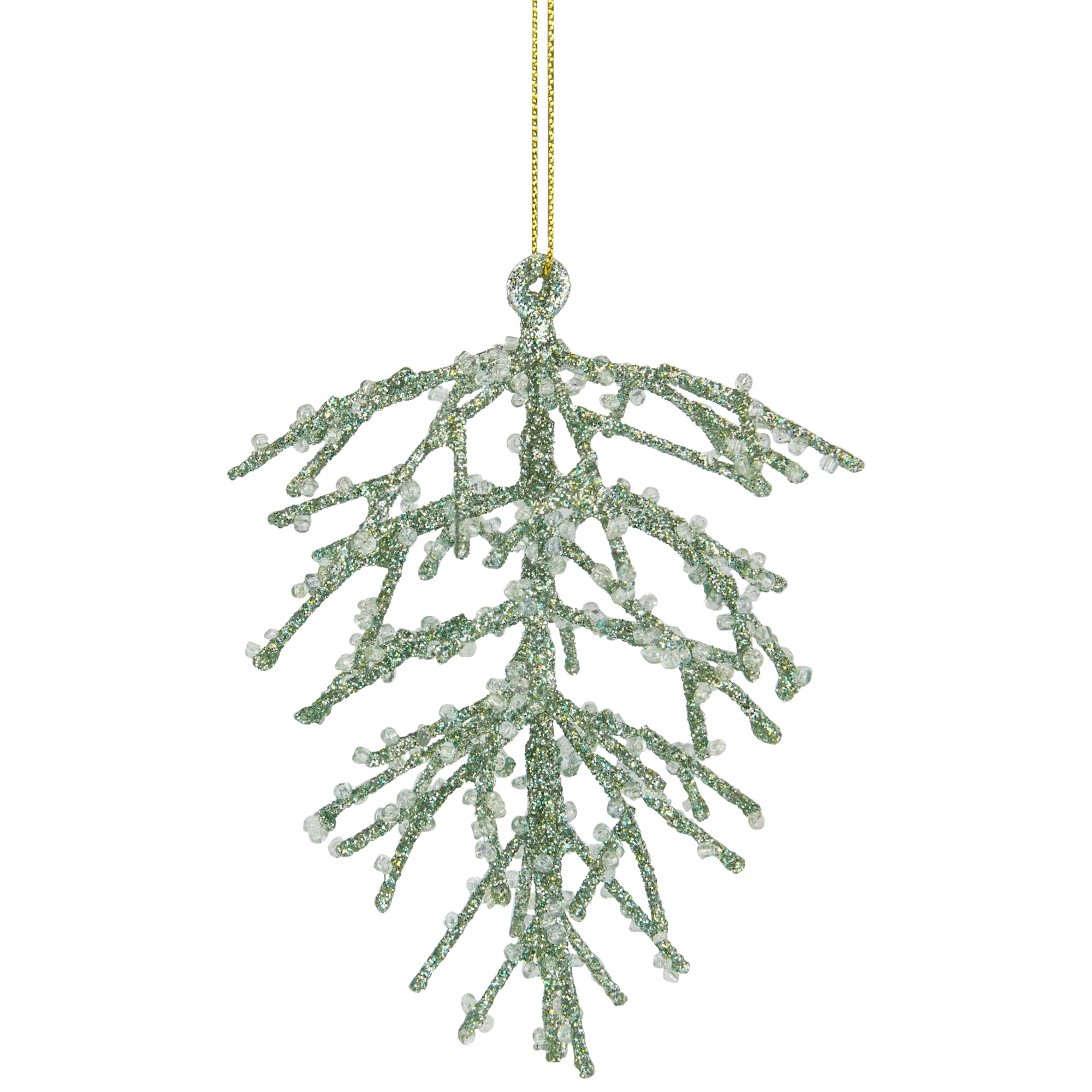 4.75" Green 3-D Glittered Iron Wire Pine Cone Christmas Ornament