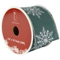 thumbnail image 1 of Northlight Green with Glitter Snowflakes Wired Craft Christmas Ribbon 2.5" x 10 Yards, 1 of 8