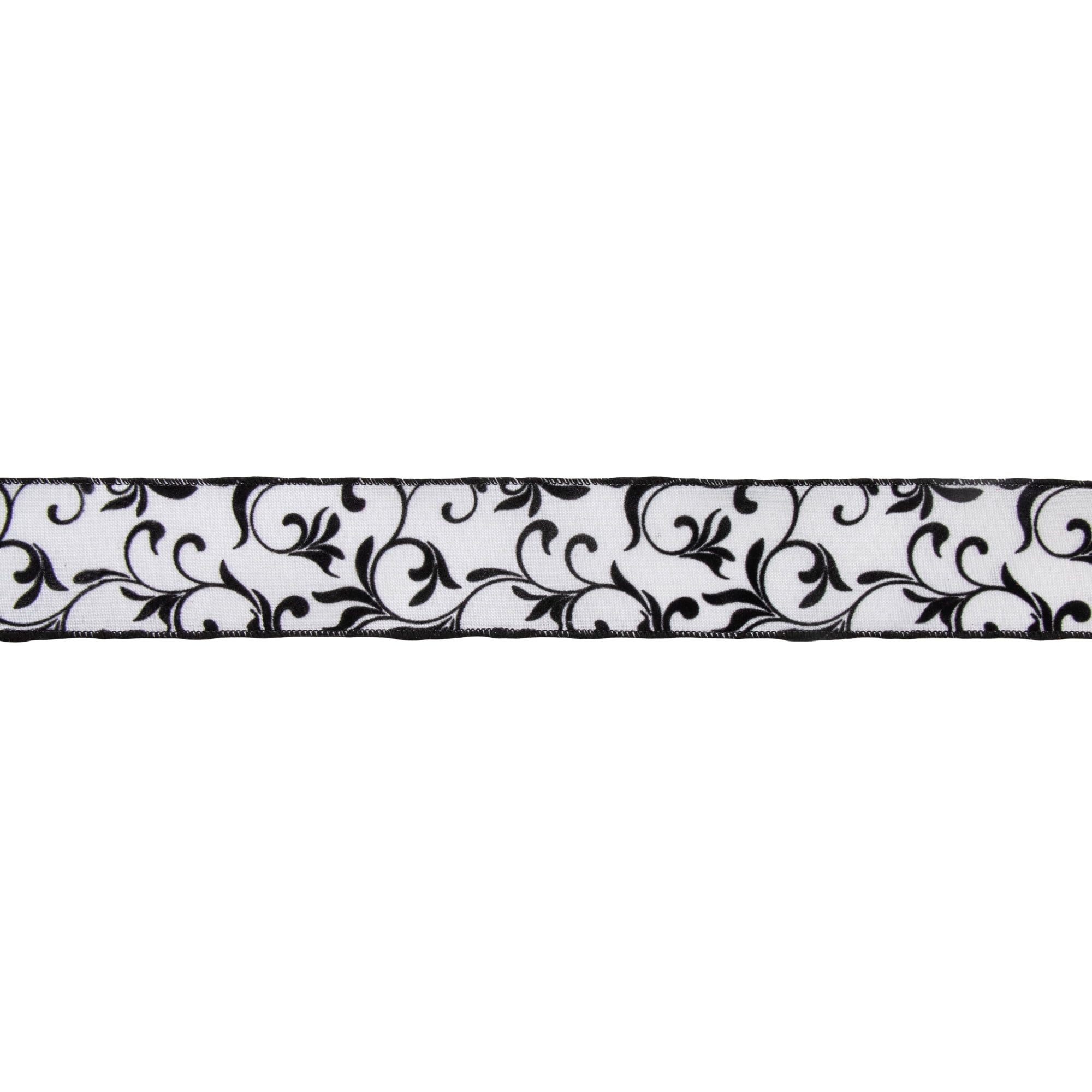 Grogram Ribbon Northlight Grosgrain Floral Design Wired Craft Ribbon - Black/White - 2 ...
