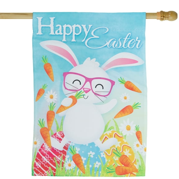 Northlight Happy Easter Bunny with Carrots Outdoor House Flag 28" x 40"