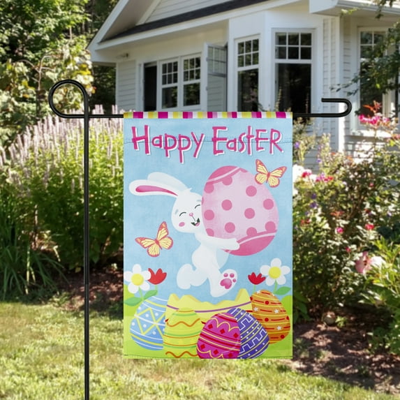 Northlight Happy Easter Bunny with Eggs Outdoor Garden Flag 12.5" x 18"