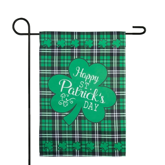 Northlight Happy St. Patrick's Day Plaid Outdoor Garden Flag 18 x 12.5"