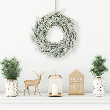 Northlight Heavily Flocked Pine Artificial Christmas Wreath - 11.75" - Unlit