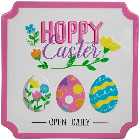 Northlight Hoppy Easter Open Daily Metal Wall Sign - 9.75"
