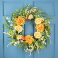 thumbnail image 1 of Northlight Hydrangea and Rose Artificial Floral Wreath - 24" - Yellow, 1 of 9