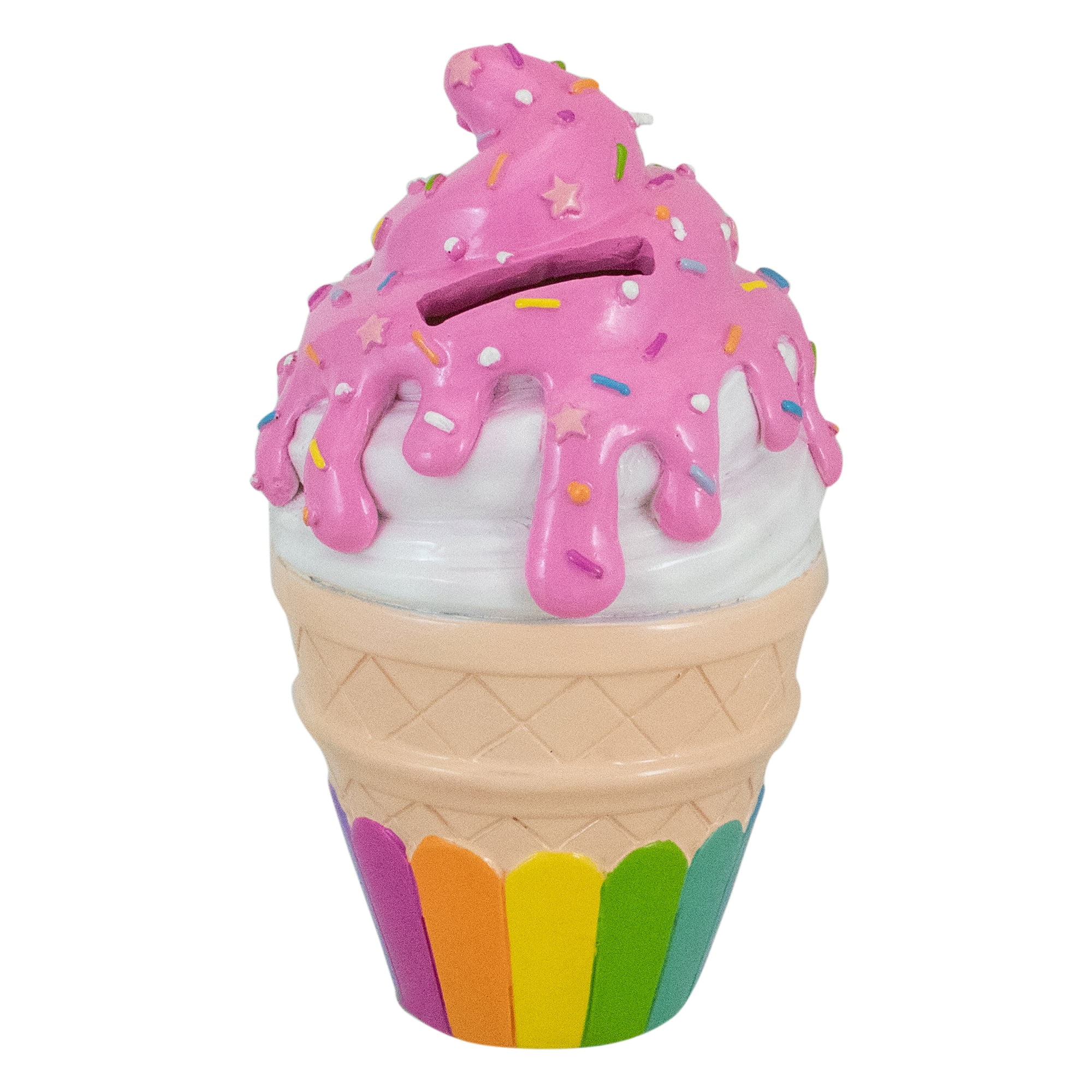 Northlight Ice Cream Cone Piggy Bank - Sprinkles Rainbow Base