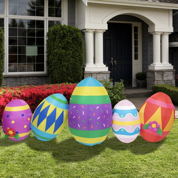 Northlight Inflatable Lighted Easter Eggs Outdoor Decoration - 10'