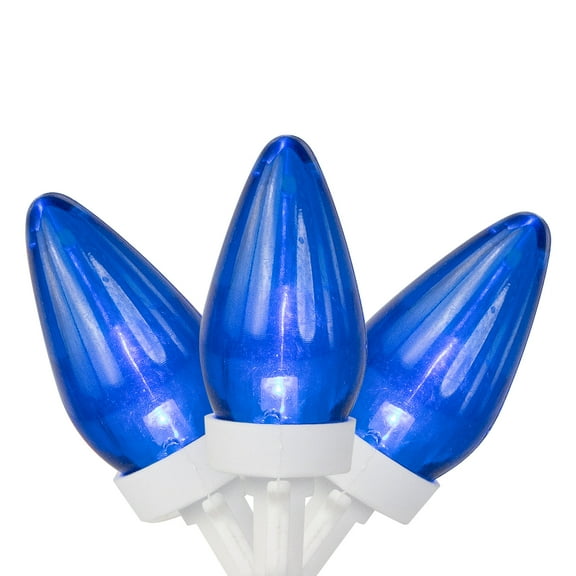LED C7 Christmas Lights - Blue - 16' - White Wire - 25ct
