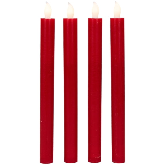 Northlight LED Flickering Flameless Taper Christmas Candles - 9.75" - Red - Set of 4