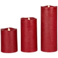 thumbnail image 1 of Northlight LED Flickering Flameless Textured Wax Pillar Candles - 8" - Red - Set of 3, 1 of 6