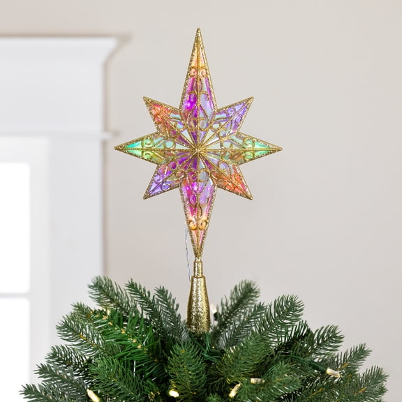 Northlight LED Glitter Star of Bethlehem Christmas Tree Topper - 14.5" - Gold - Multi Lights