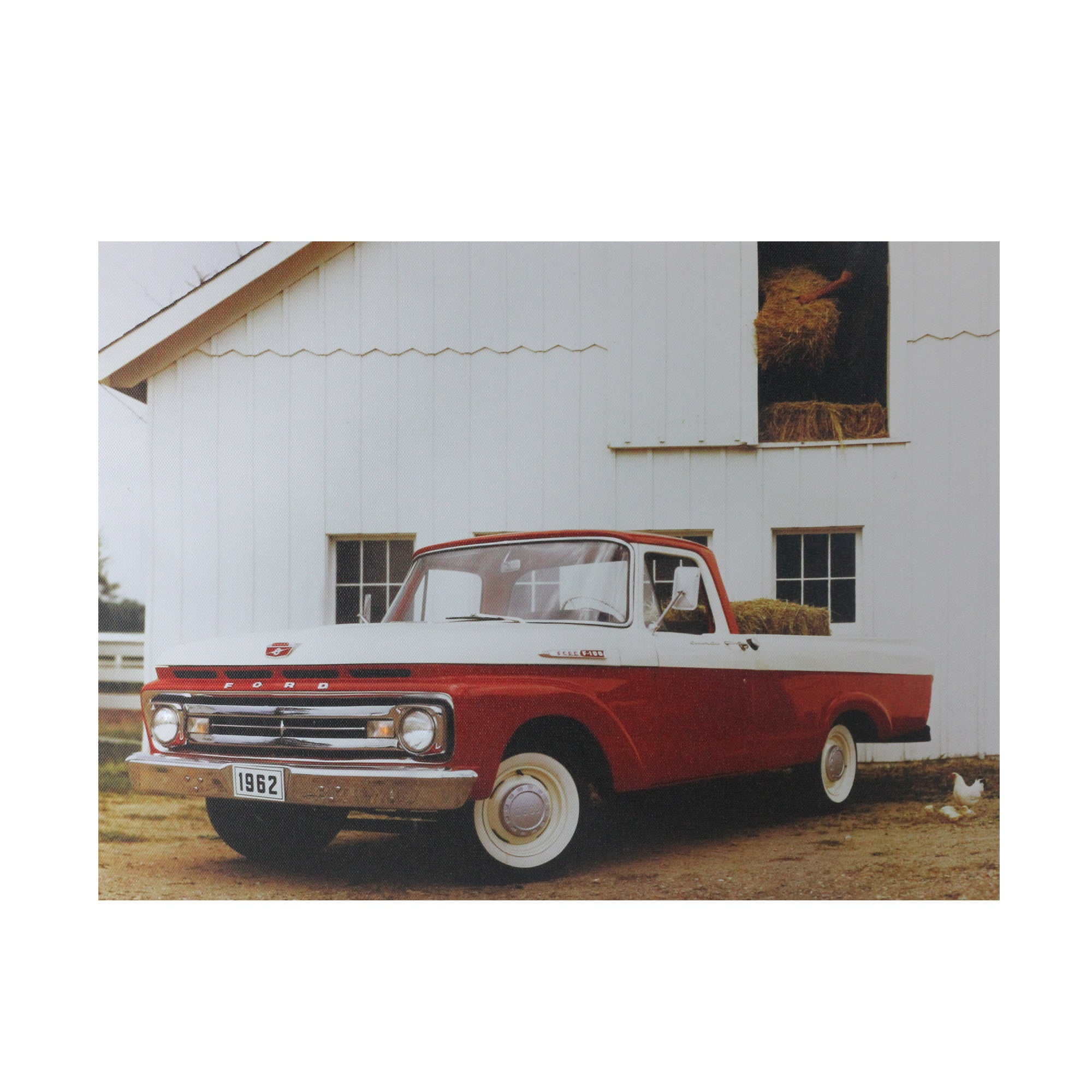 Vintage Red and White Ford Truck LED Canvas Wall Art