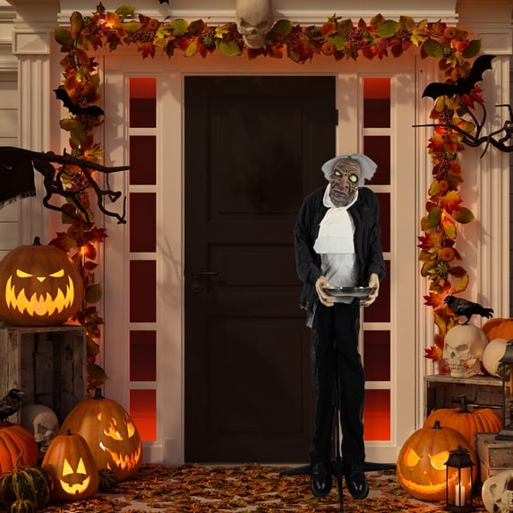 Northlight LED Lighted Animated Butler with Sound Halloween Decoration - 5.5' - Clear Lights
