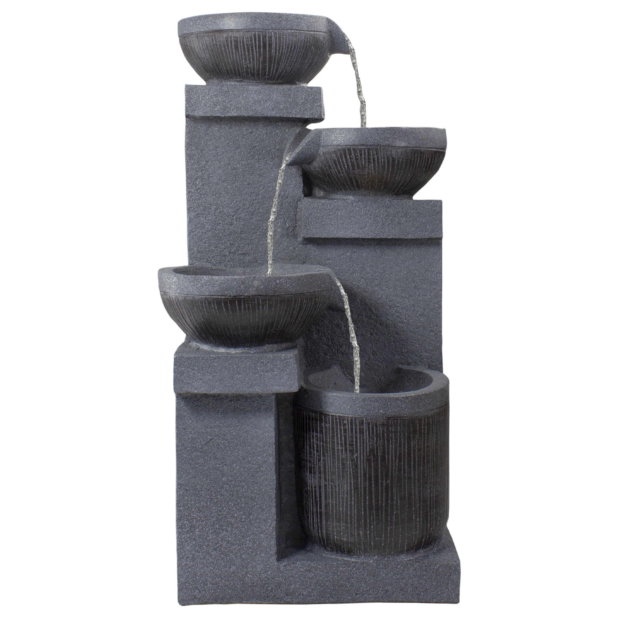 Northlight LED Lighted Cascading 4-Tier Bowl Outdoor Water Fountain - 23"