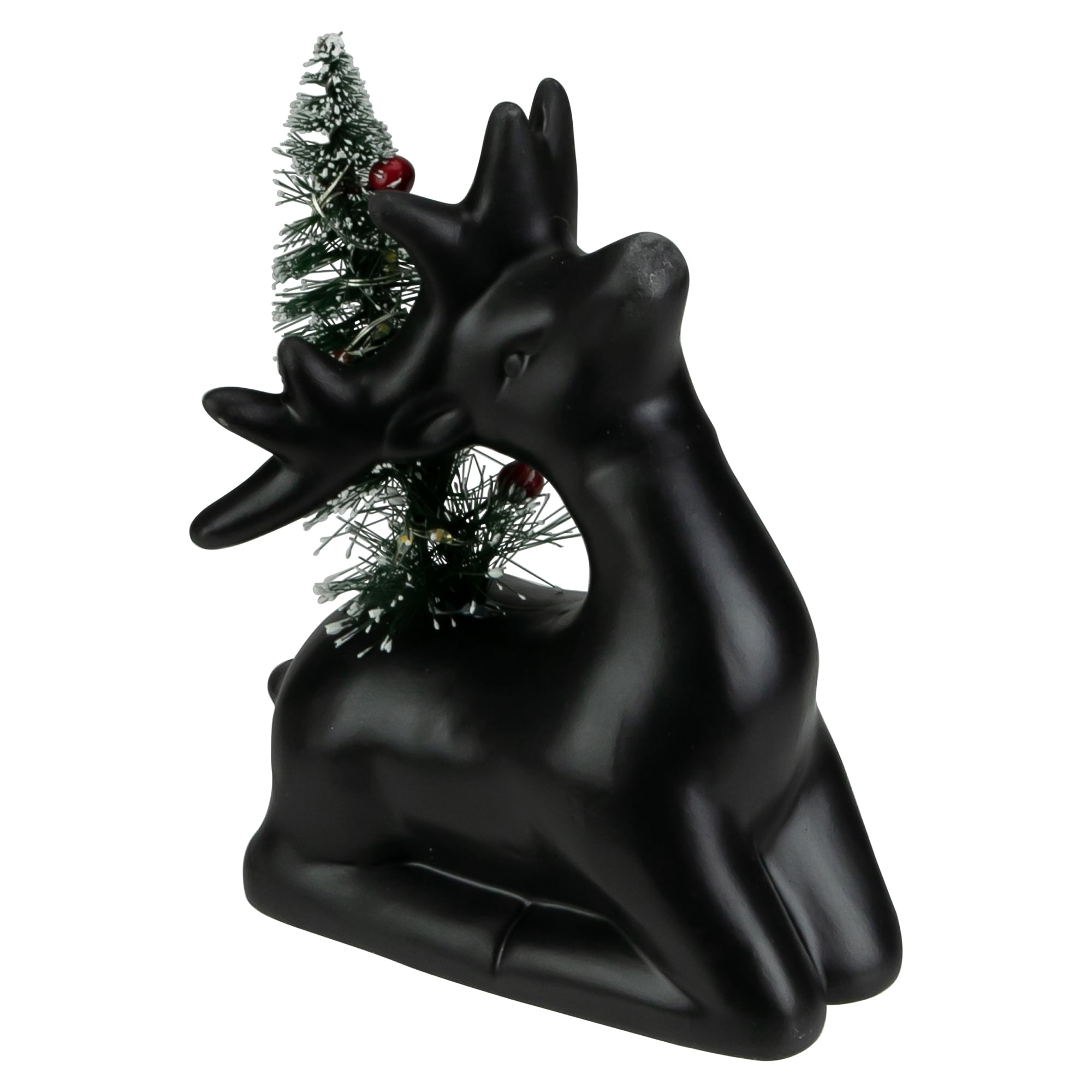 Northlight LED Lighted Ceramic Sitting Reindeer with Christmas Tree - 6" - Warm White Lights