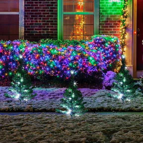 Northlight LED Lighted Christmas Tree Outdoor Pathway Markers - Pure White Lights - 3ct - 6.25'