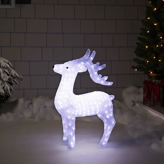 Northlight LED Lighted Commercial Grade Acrylic Reindeer Christmas Decoration - 28.5" - Pure White