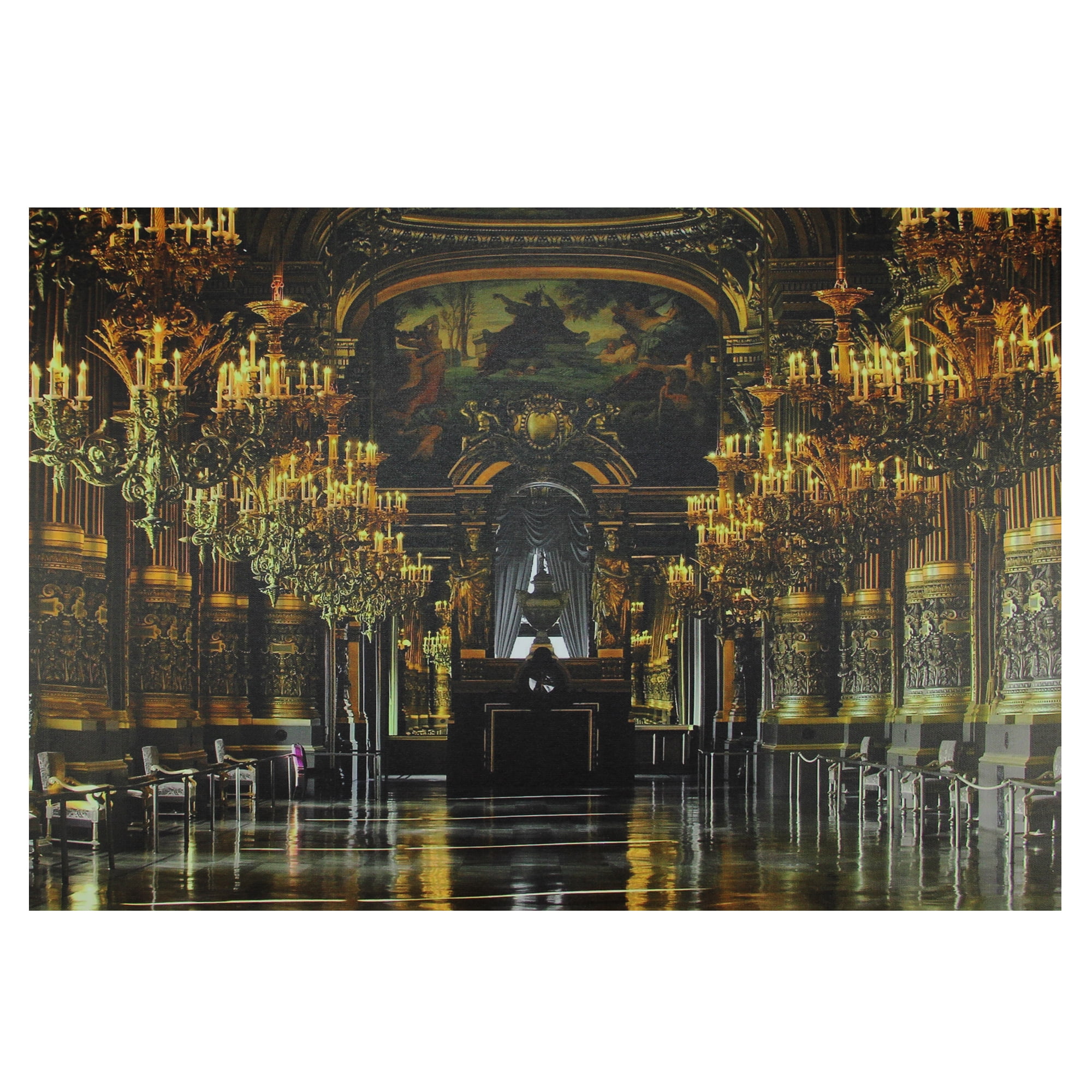 Yellow Framed LED Lighted Paris Opera House Canvas Wall Art