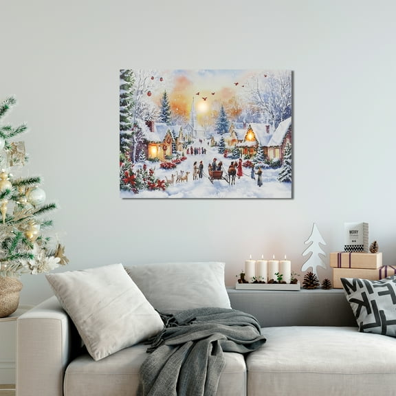 Northlight LED Lighted Snowy Christmas Village Canvas Wall Art - 11.75" x 15.75"