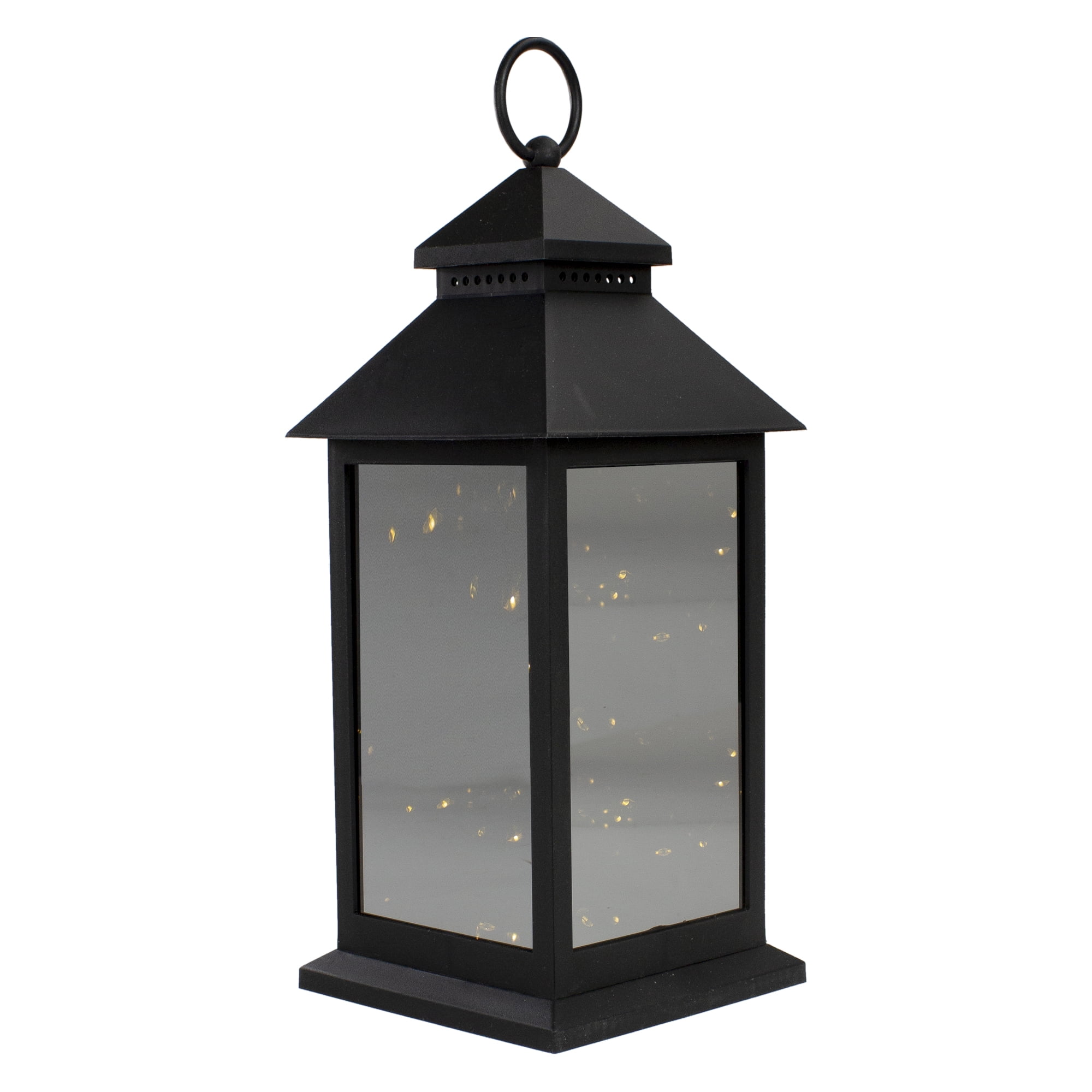 Northlight LED Lighted Flickering  Candle Lantern - 12" - Black
