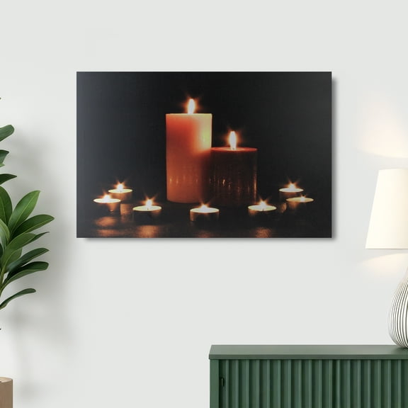Northlight LED Lighted Pillar and Tea Light Candle Canvas Wall Art - 15.75" x 23.5"