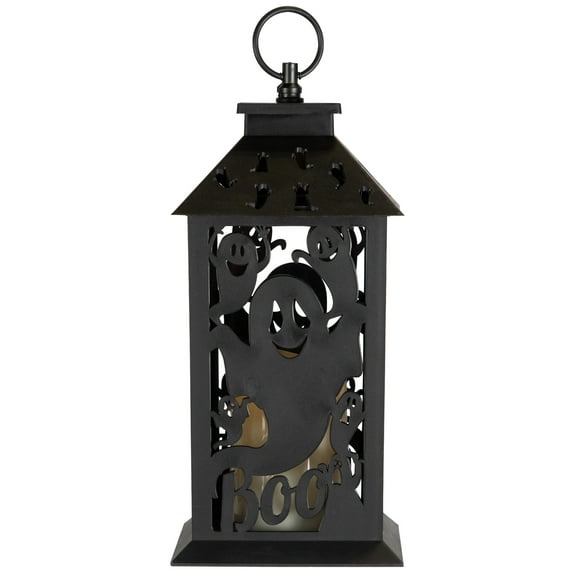 Northlight LED Lighted Ghosts Halloween Candle Lantern - 11" - Black