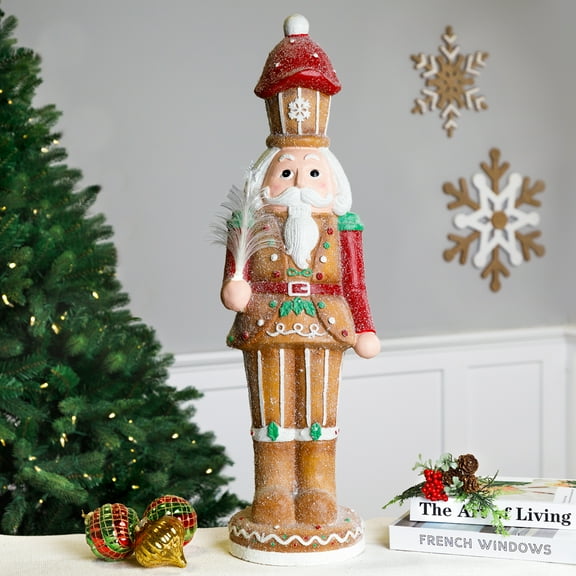 Northlight LED Lighted Gingerbread Christmas Nutcracker - 29" - Brown and Red