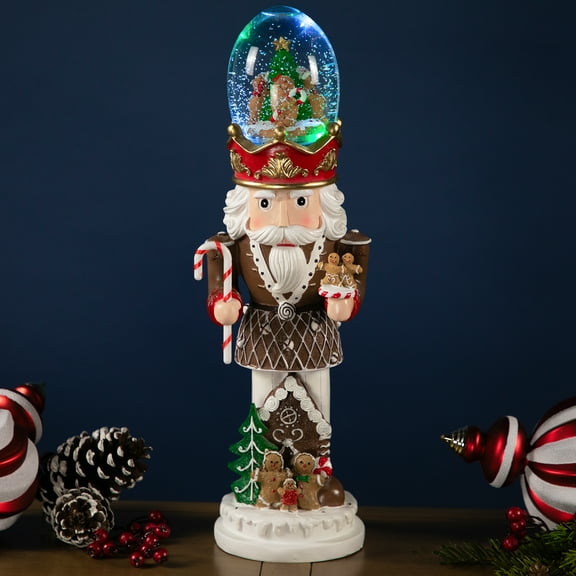 Northlight LED Lighted Gingerbread Nutcracker Musical Christmas Snow Globe - 17.5"
